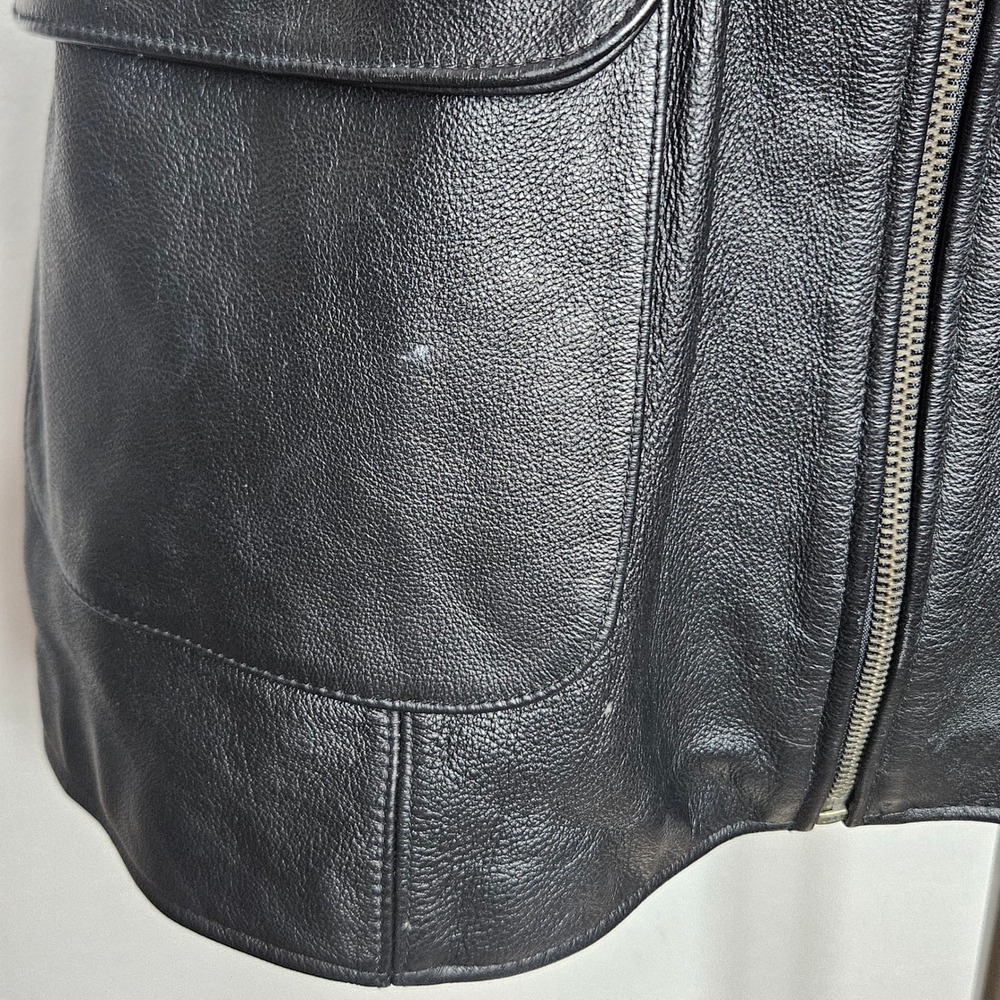 J.L. Colebrook Black Genuine Leather Belted Long Vest 2X Plus Size Vintage 90s - Picture 7 of 11